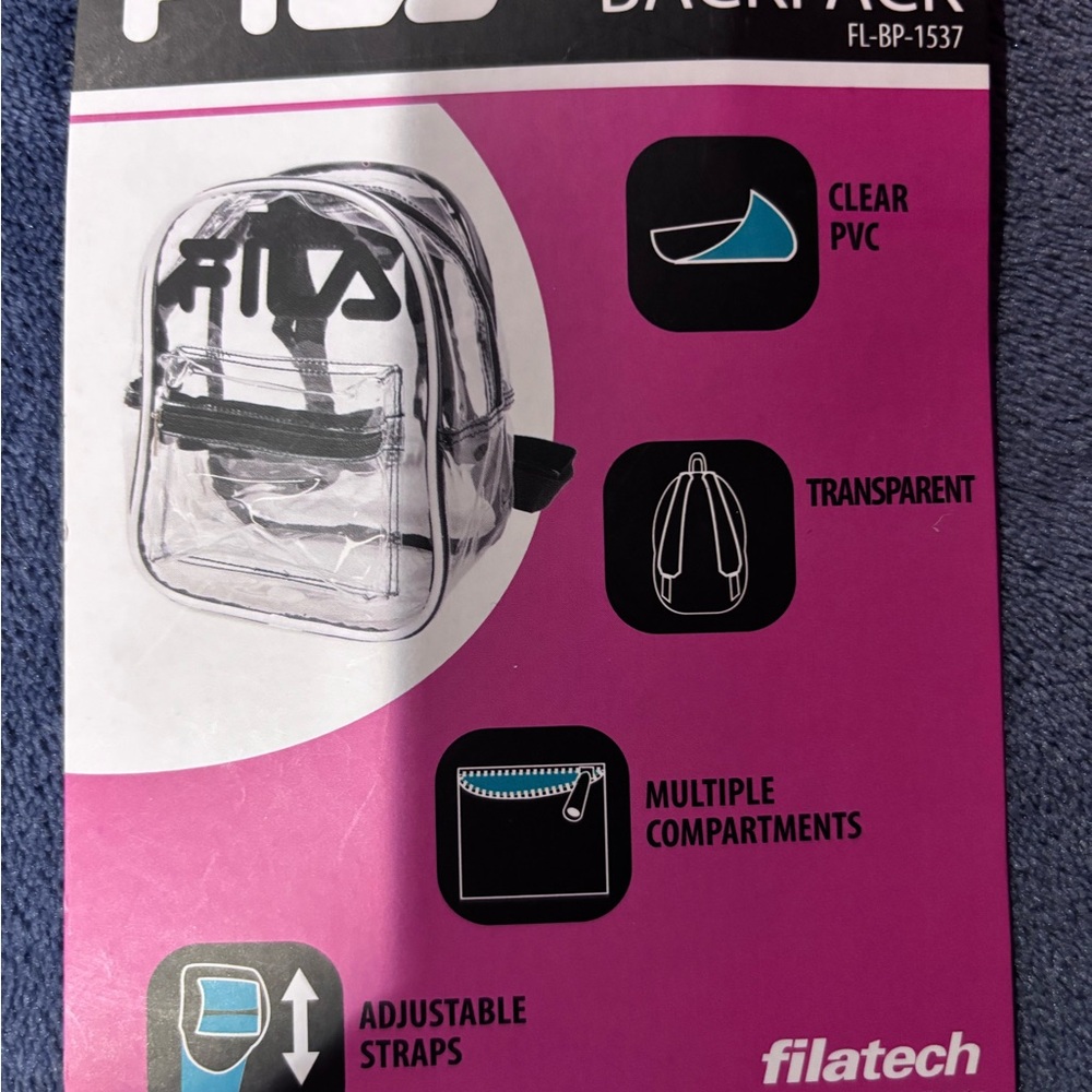 Fila Pink and Orange Transparent Backpack - Picture 3 of 4